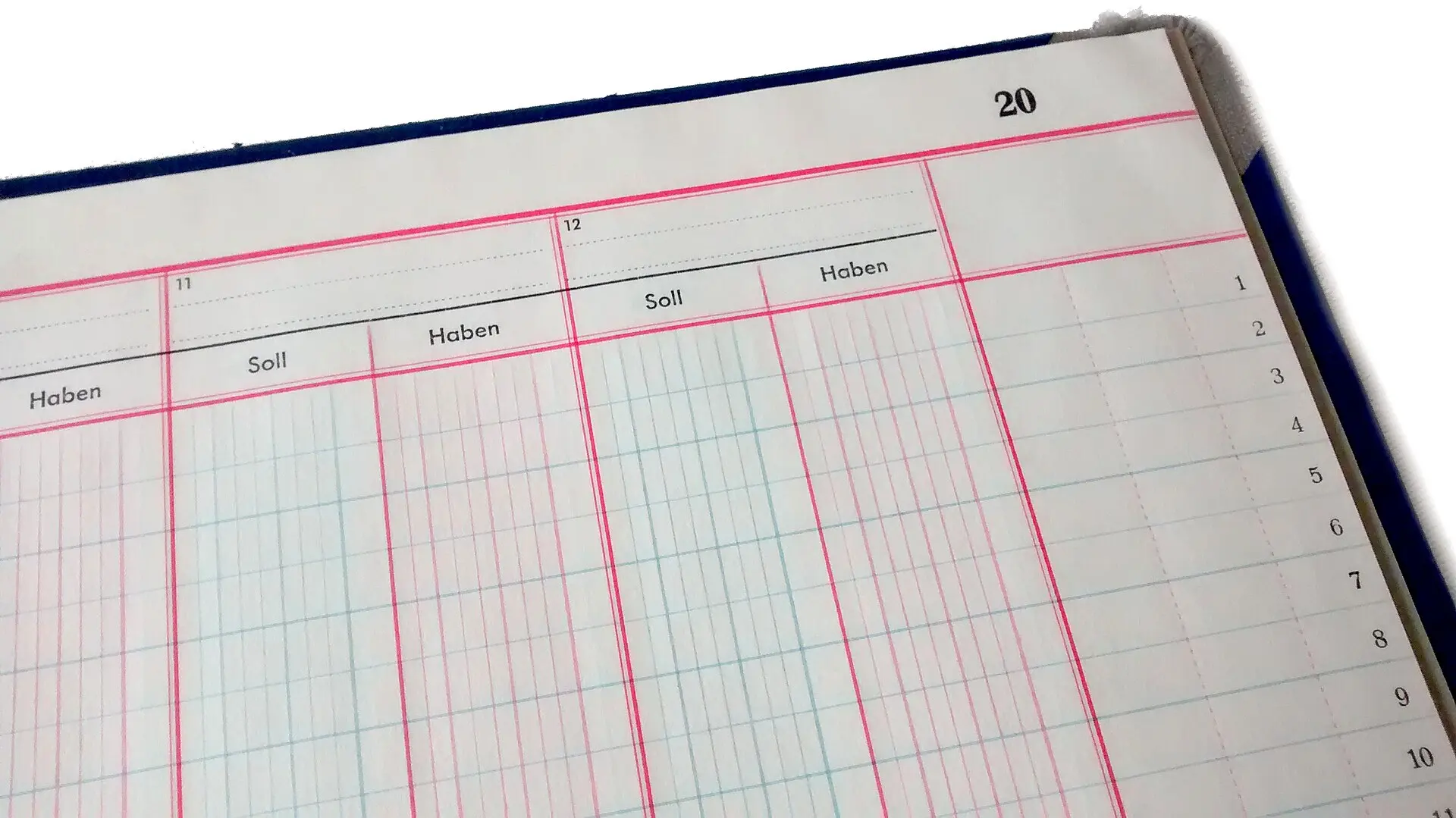 A bookkeeping ledger from the 1950s, open on a desk